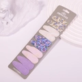 Lot de 10 barrettes BB en tissu avec broderies florales sur carte grise - Ensemble de Broderie Florale Violet et Jaune (14)