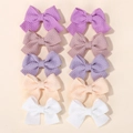 10-piece handmade fabric bow hair clips set in pastel macaron colors for girls - Soft Purple White Ten (10Q)
