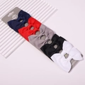 Set of 5 bow hair clips in navy red grey black and white on a display card - Classic Colors (10) - Large