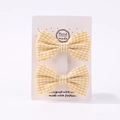 Lot de deux barrettes à nœud vichy jaune et blanc pour filles sur carte cadeau - 2A-9