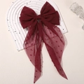 Lazo para el pelo de malla rojo vino oscuro con puntos en relieve y cintas largas - Rojo Vino (33)