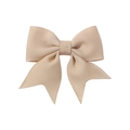 Classic swallowtail grosgrain ribbon hair bow clip in elegant champagne beige color - Beige (835)