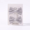 Lot de deux barrettes à cheveux à carreaux gris avec bords festonnés pour filles sur carte - 2A-10