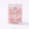 Paire de jolies barrettes à nœuds roses à carreaux avec bords ondulés pour filles - 2A-11