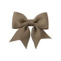 Classic grosgrain ribbon swallowtail hair bow clip for girls in khaki color finish - Dark Khaki (839)