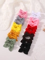 Set of multi-color waffle weave fabric bow hair clips for kids in various soft tones - Vibrant Color Selection (FJ3898-20C)
