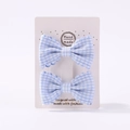 Barrettes à nœuds à carreaux bleus et blancs avec bords en dentelle pour filles - 2A-6