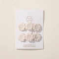 Set of two beige embroidered five-petal flower hair clips on a handmade card display - Three Small Flowers Style (2A-1) / Beige