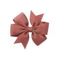 Barrette double nœud en ruban gros-grain vieux rose faite main pour bébés et filles - Vieux Rose (141)