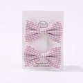 Lot de deux barrettes à carreaux rose et blanc avec bords festonnés violets pour filles - 2A-5