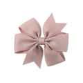Barrette à cheveux nœud papillon en ruban gros-grain rose poudré pour petites filles - Rose Lotus (164)