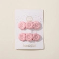 Set di mollette per capelli con fiori rosa ricamati per bambine con petali 3D su carta - 2 Pezzi/Set / Rosa