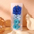 Coffret de barrettes bleues pour filles avec nœuds en ruban et fleurs en tissu - Style Bleu Foncé et Clair (6D)