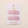 Pink embroidered five-petal flower hair clips for children set on display card - Three Small Flowers Style (2A-6) / Pink