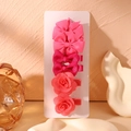 Pink ribbon bow hair clips set for baby girls including rose flower hair accessories - Rose Red Coral Style (6G)