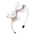 Sparkly white and gold glitter bow headband for children with elegant ribbon details - White (18)