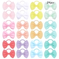 Lot de 24 élastiques à cheveux avec nœuds en ruban gros-grain colorés pour fillettes - Style Multicolore Riche (24B)