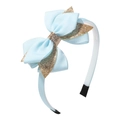 Serre-tête bleu clair pour fille avec nœud pailleté doré et ruban texturé élégant - Bleu Clair (17)