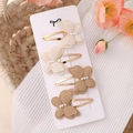 Lot de 4 pinces à cheveux papillon en dentelle fait main avec perles crème et marron - Combinaison Beige Blanc Brun Clair (6)