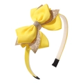 Sweet yellow headband with a layered glitter bow and ribbed fabric for children - Yellow (10)