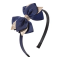 Cerchietto glitterato per bambine con fiocco blu e oro e design interno antiscivolo - Blu Marino (1)