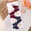 Barrettes à nœuds double couche faites main avec perles en bordeaux et bleu marine - Combinaison Bordeaux Bleu Marine (8)