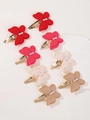 Lot de 8 barrettes nœuds en tissu faits main avec perles pour filles en quatre couleurs - Combinaison Rouge Rose Beige Brun (8B)