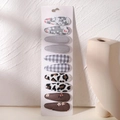 10-piece girls' BB hair clip set with floral, plaid, and leopard print fabric wrapping - Gray Leopard and Plaid Style (10I)