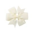 Barrette nœud en ruban gros-grain blanc cassé avec texture nervurée pour enfant - Ivoire (820)