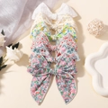 Lot de six barrettes noeuds en coton et lin fleuri pour bébé en motifs variés - Style 6D