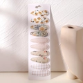 10-piece set of floral and checkered fabric BB hair clips on white card board - Fresh Pink Floral Style (10B)