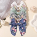 Lot de 5 barrettes à nœuds pour bébé en coton fleuri avec broderie et rayures - Style 6C