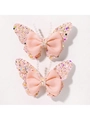 Roze vlinder haarspeldjes met pailletten en glitterstrikken voor peuters en kids - Veelkleurig Roze