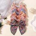 5-piece set of floral cotton linen swallowtail bow hair clips for baby girls and kids - 6B Style