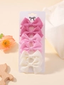 6-pack handmade waffle texture fabric butterfly hair clips for girls in pink and white - Pink White Sweet Series (6C)