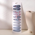 Set di 10 fermagli per capelli BB per ragazze con motivi floreali e a quadretti - Stile Floreale Blu Scuro e Quadri (10D)