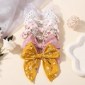 Lot de six barrettes à cheveux en coton et lin à fleurs pour petites filles - Style 6E