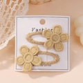 Leuke madeliefjes geborduurde haarspelden in beige set van twee voor meisjes bloem haarspeld - Melkthee (2A-6)