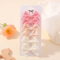 Set van 6 handgemaakte haarspelden met strikjes in roze, beige en crème wafelstof textuur - Zachte Driekleurige Mix (6D)