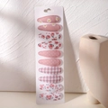 Set di 10 mollette per capelli rosa a goccia con fiori e pois su cartoncino - Stile Rosa con Margherita e Pois (10G)