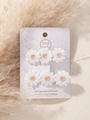 Set mit sechs weißen bestickten Gänseblümchen-Haarspangen mit rosa Mitte auf Karte - 2A-24