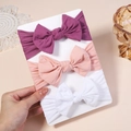 Pack de 3 diademas de nylon para bebé con lazos grandes en morado, rosa y blanco - Púrpura/Rosa Nude/Blanco