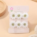 Set di sei fermagli per capelli a forma di margherita ricamata bianca per bambine su carta - Set di 6 Margherite Ricamate / 2A-8