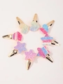 Set of 8 glitter heart and star snap hair clips in pastel gradient colors for girls - Mixed Styles (8D)