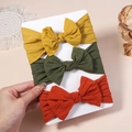 Baby bow headband set of 3 in mustard, dark green, and brick red nylon elastic - Ginger/Dark Green/Brick Red