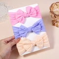 Set de diademas de nylon para bebé con lazos rosas y morados en tarjeta decorativa - Rosa/Púrpura/Melocotón Claro