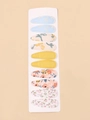 10-teiliges Set Haarspangen für Mädchen mit Blumenmuster und Uni-Farben auf Karte - Hellblau Gelb Floral Stil (10B)