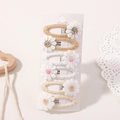 Set of six cute handmade daisy embroidered hair clips on white card for girls - Style 6C