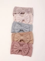 Lot de 5 bandeaux bébé en nylon côtelé souple aux tons morandi avec nœuds doux - Ensemble Cinq Pièces Rose/Rose Poudré/Gris/Khaki/Pâte de Haricot (5D)