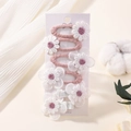 Pink and white daisy flower hair clip set with embroidered fabric and metal BB clips - Style 6H